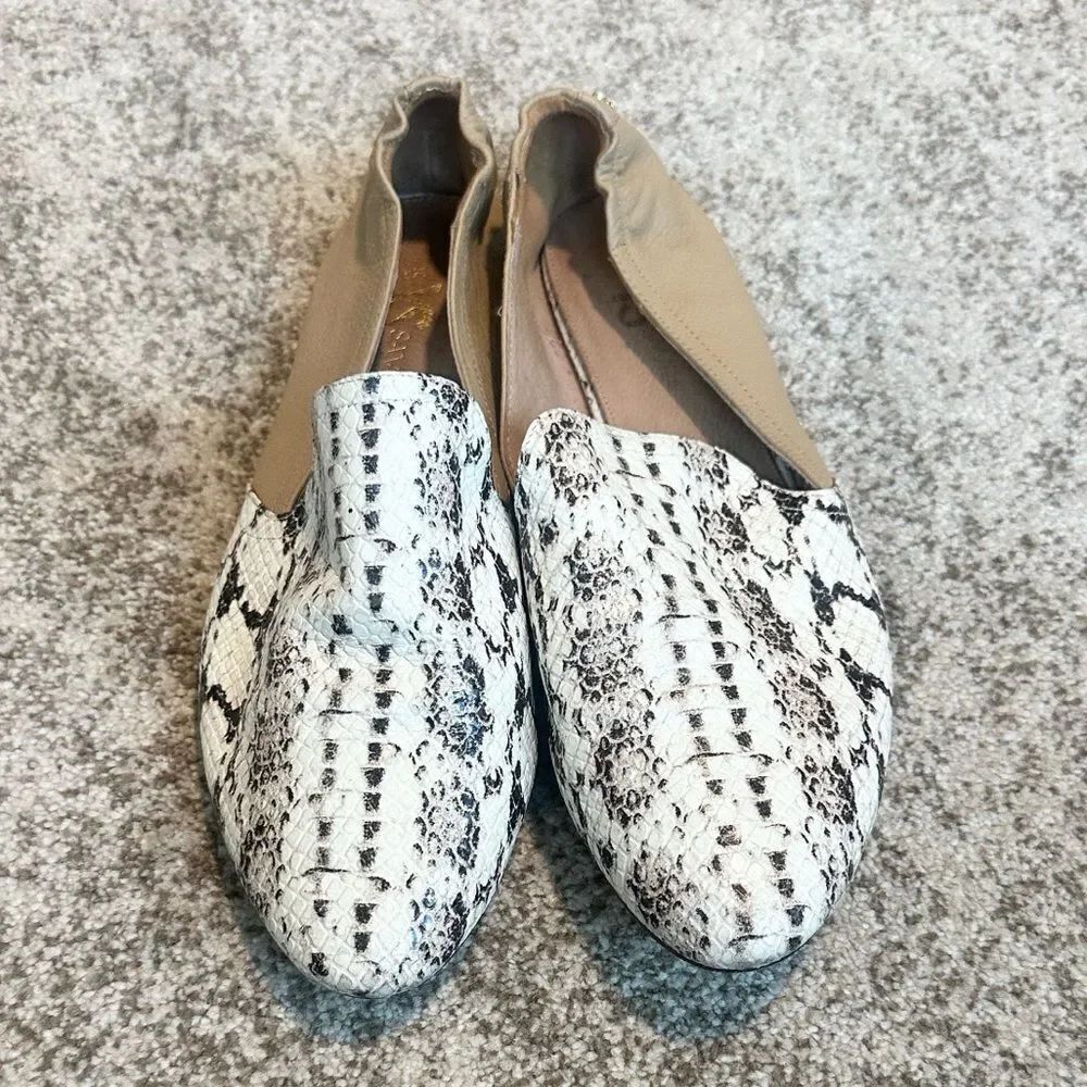 Yosi Samra Presslie 2 Toned Snakeskin & Beige Leather Shoes 10M